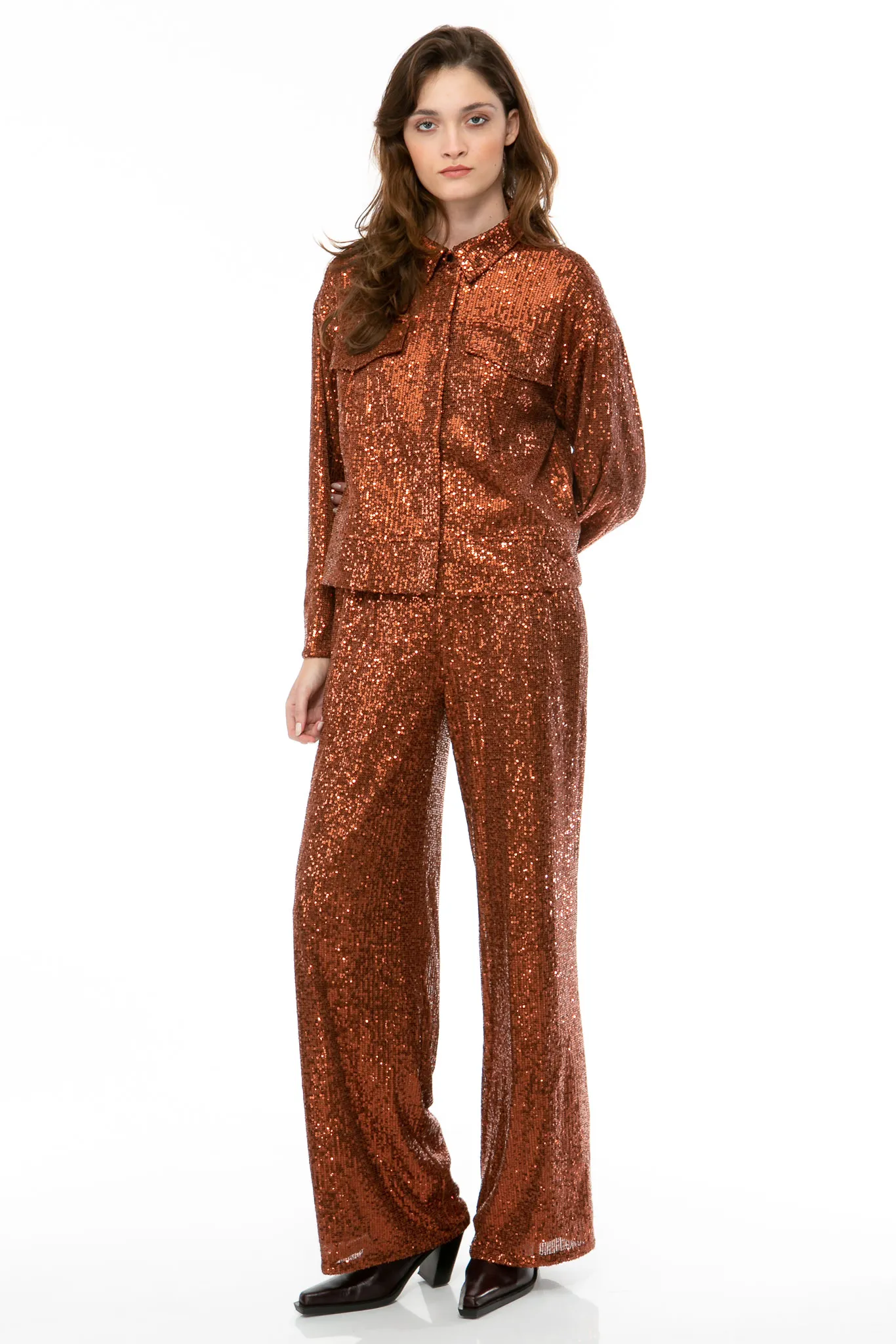 SEQUINS Boxy Jacke cognac